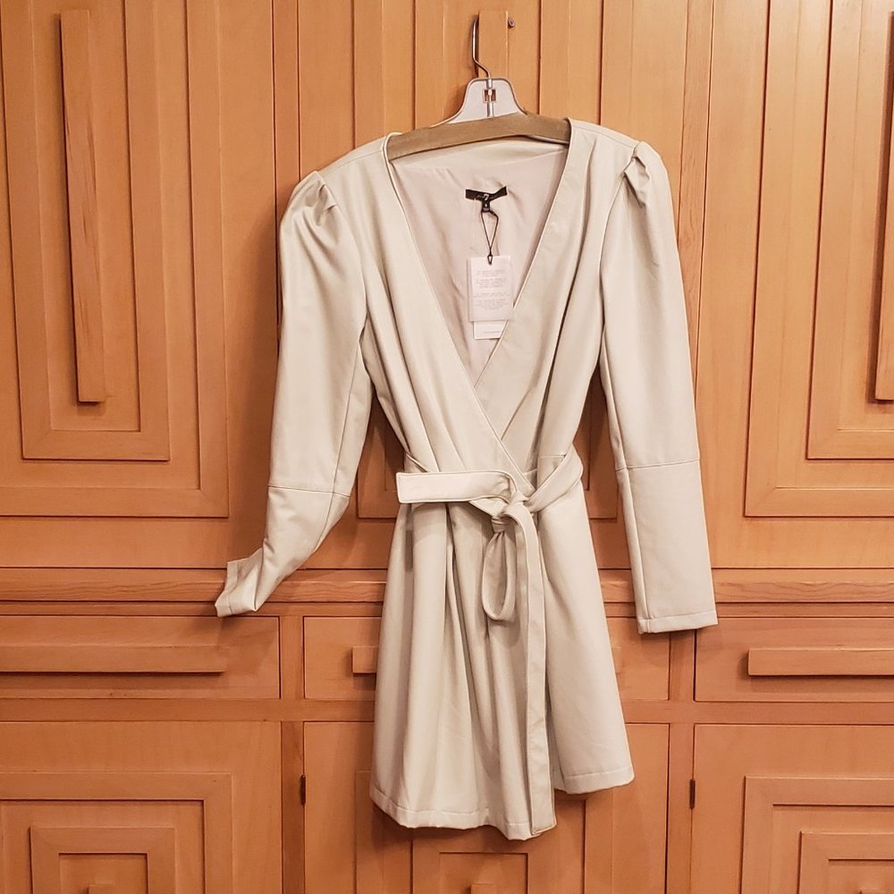 NWT 7 for All Mankind faux leather wrap dress
